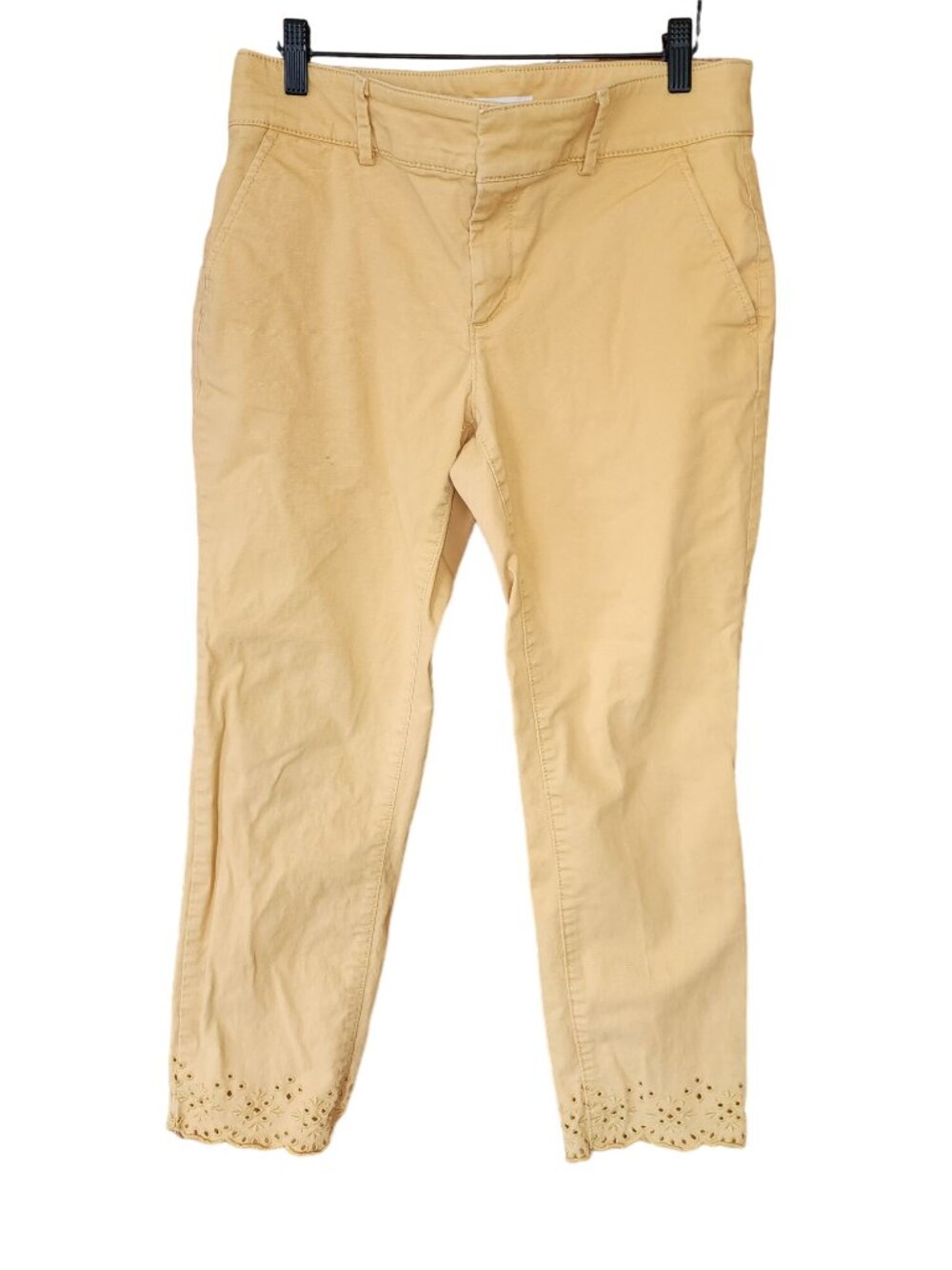 Loft Golden Capri eyelet hem pants Womens size 8